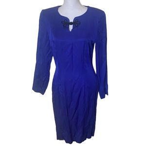 Jennifer Jeffries | Womens Vintage 80s Royal Blue Size 8 Long sleeve dress